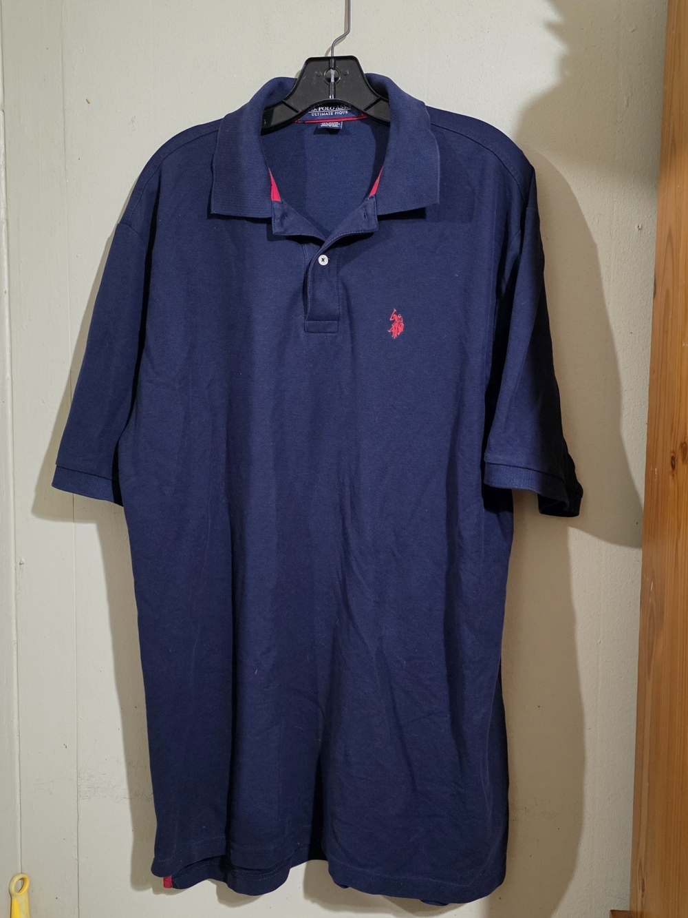 U.S. Polo Assn. Navy Polo with Pink Logo Used Size XL